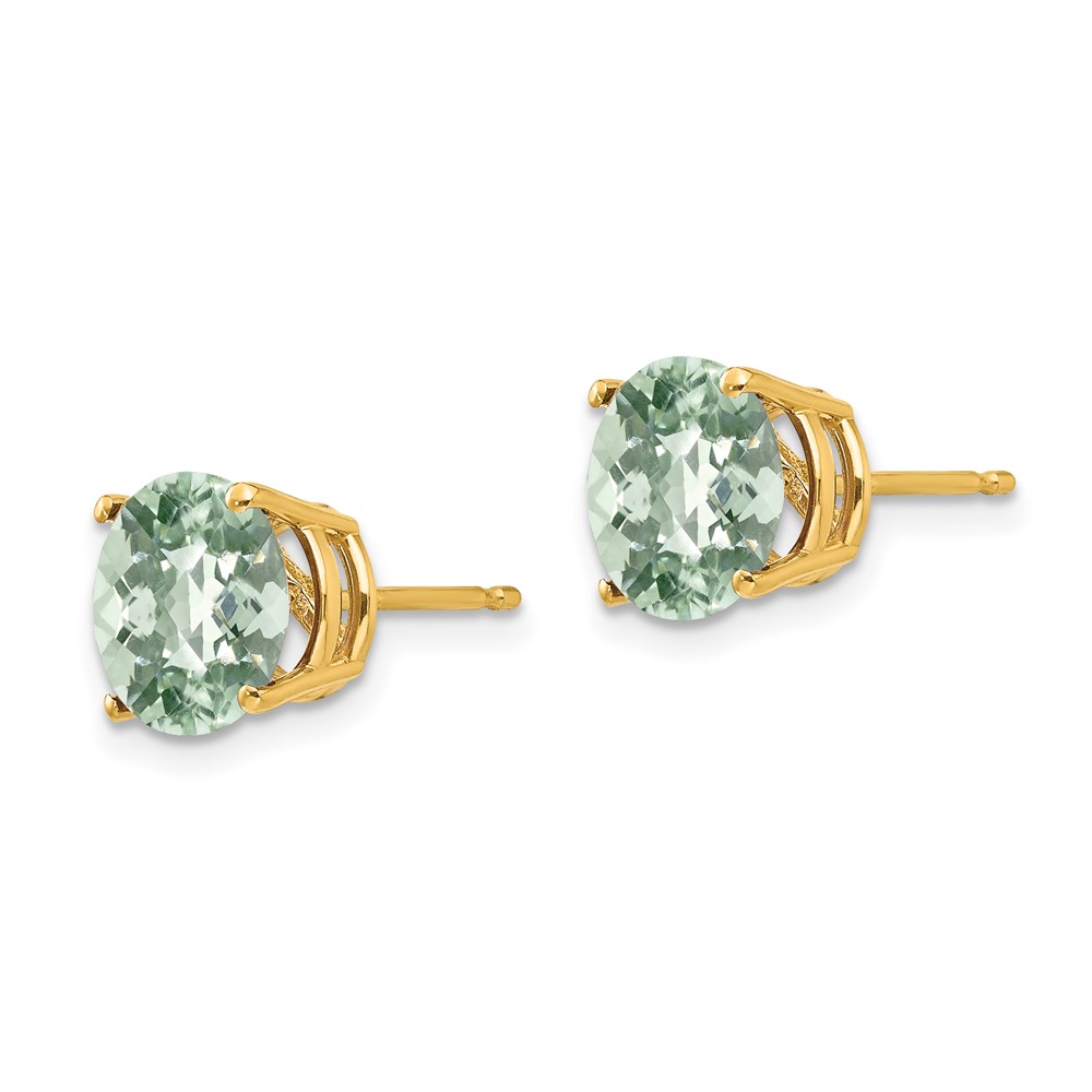 14k 8mm Round Checker-Cut Green Quartz Earring (XE75CG)
