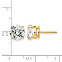 14K 8mm Yellow Gold Round Cubic Zirconia Post Earrings view 4