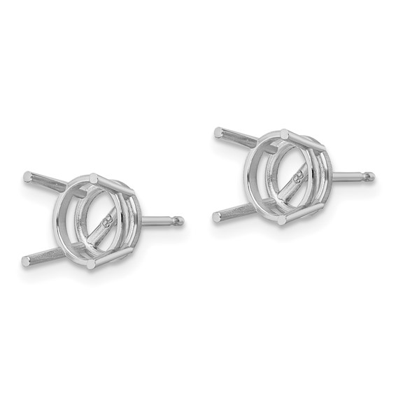 14k White Gold 8mm Round Earring Mountings