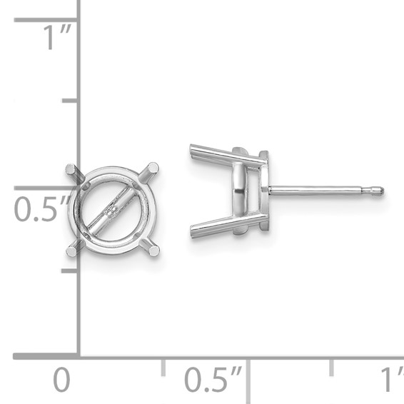 14k White Gold 8mm Round Earring Mountings