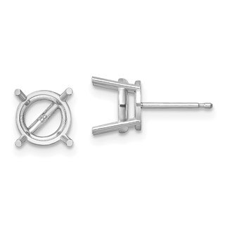14k White Gold 8mm Round Earring Mountings
