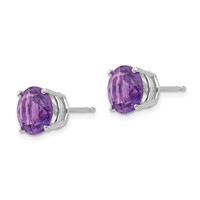 14K White Gold 8mm Round Amethyst Post Earrings view 2