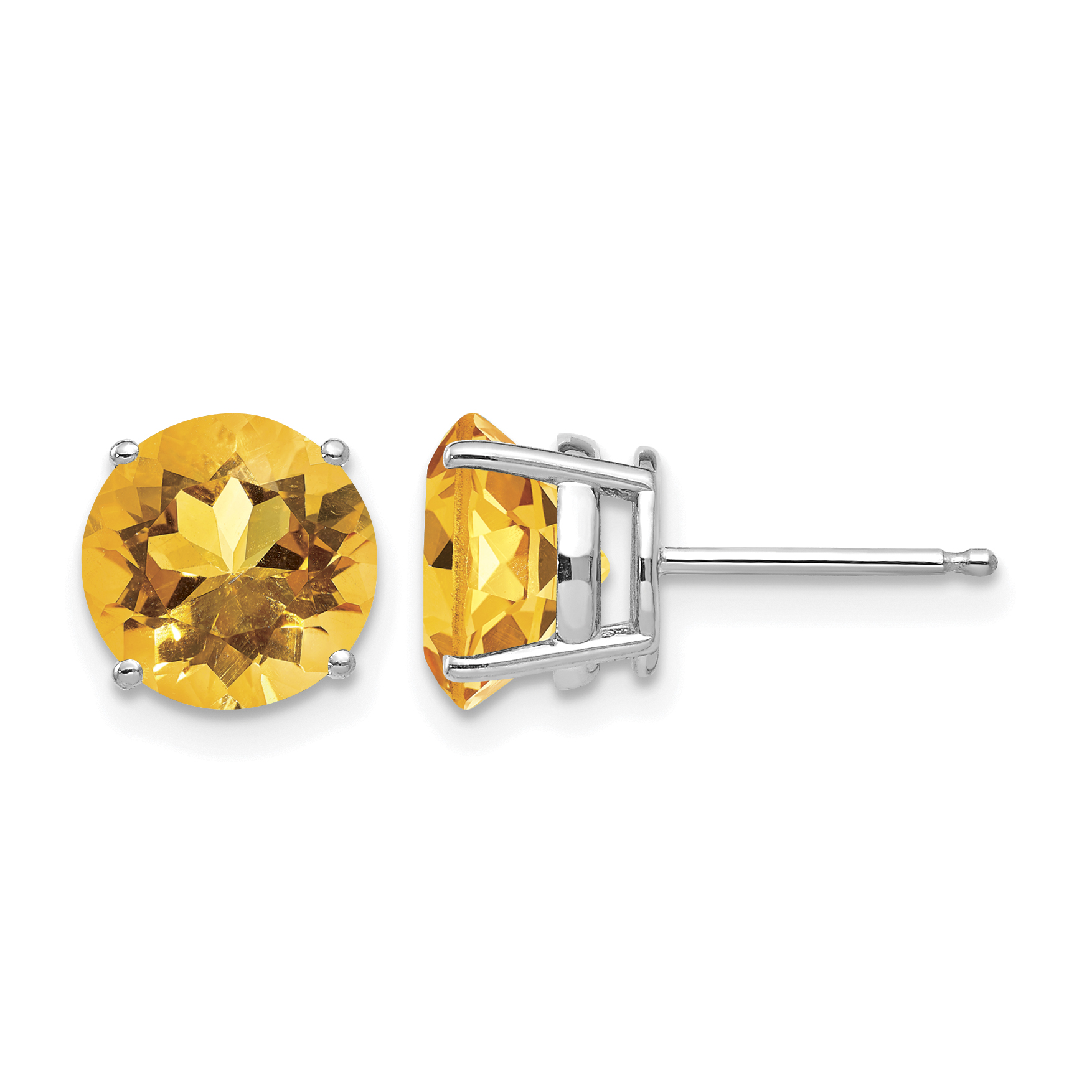 14k White Gold 8mm Citrine Earrings (XE75WCI)