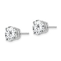 14K White Gold 8mm Round Cubic Zirconia Post Earrings view 2