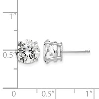 14K White Gold 8mm Round Cubic Zirconia Post Earrings view 4