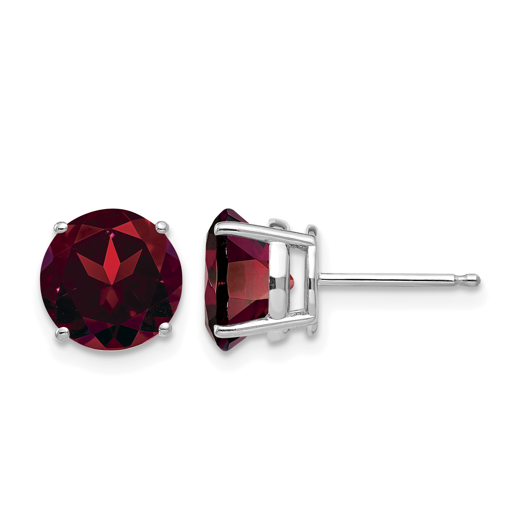 14k White Gold 8mm Garnet Earrings (XE75WGA)