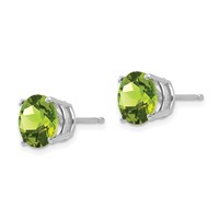 14K White Gold 8mm Round Peridot Post Earrings view 2