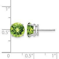 14K White Gold 8mm Round Peridot Post Earrings view 4
