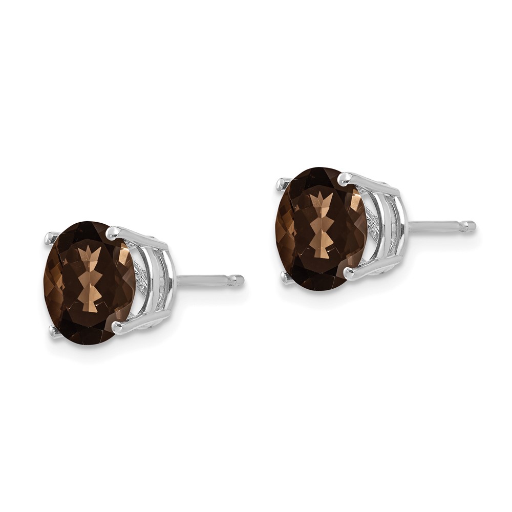 14kw 8mm Round Smoky Quartz Earrings (XE75WSQ)