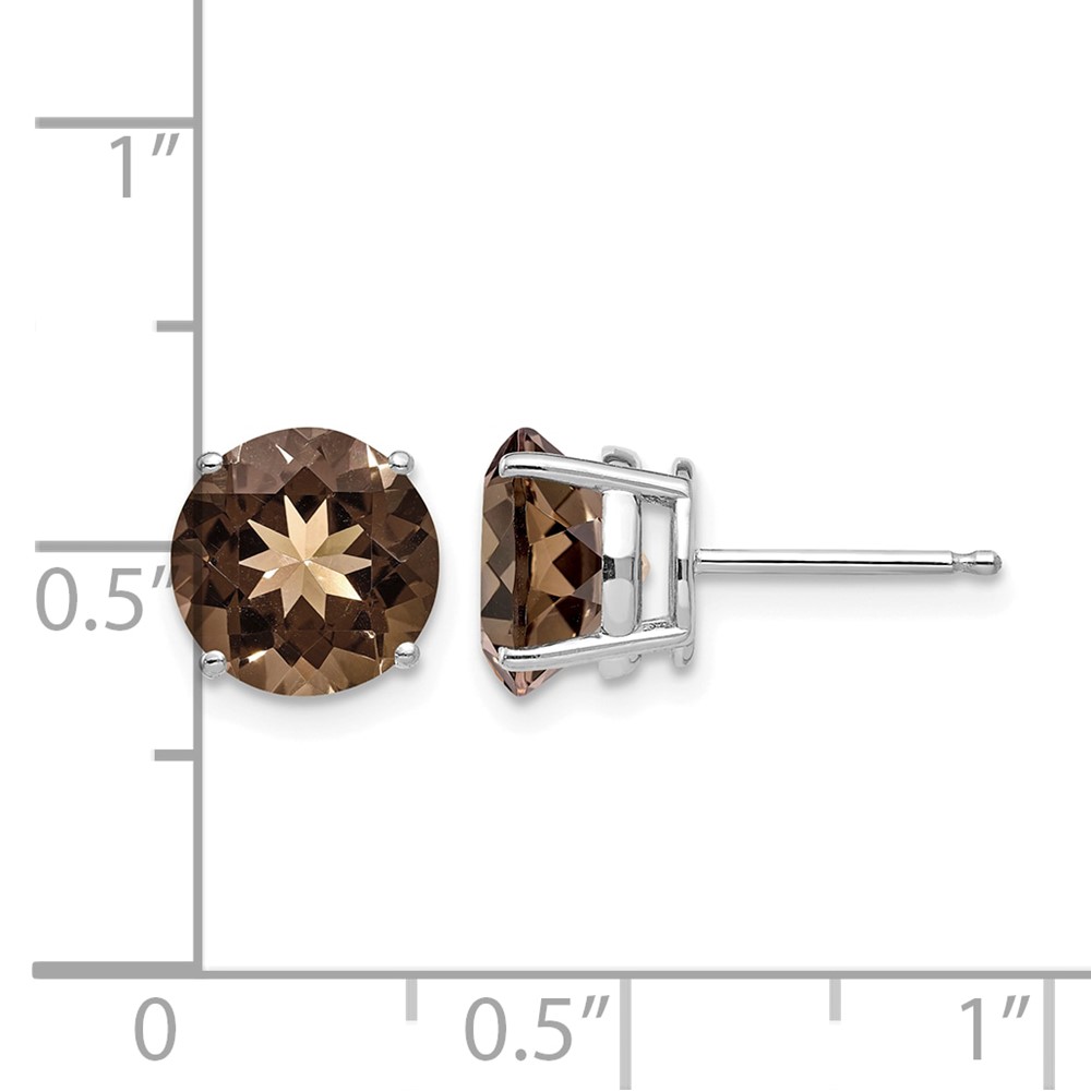 14kw 8mm Round Smoky Quartz Earrings (XE75WSQ)