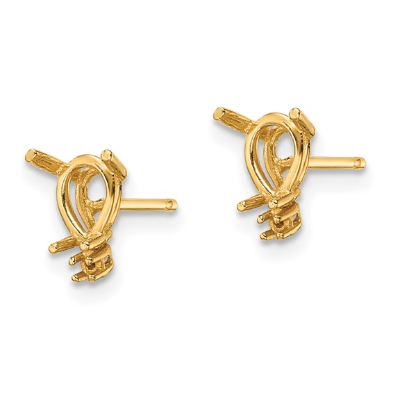 14k 6x4mm Pear and Diamond Post Earring Mountings