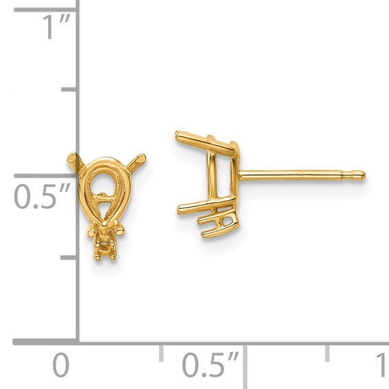 14k 6x4mm Pear and Diamond Post Earring Mountings