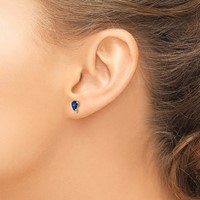 14K 6x4mm Pear Sapphire and VS Quality Diamond Post Earrings view 3
