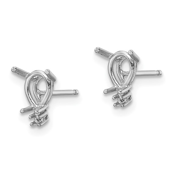 14k White Gold 6x4mm Pear and Quality Diamond Post Earring Mountings