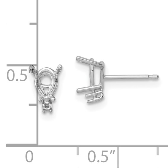14k White Gold 6x4mm Pear and Quality Diamond Post Earring Mountings