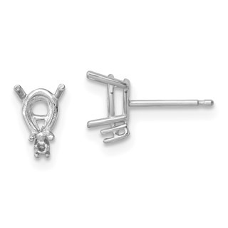 14k White Gold 6x4mm Pear and Quality Diamond Post Earring Mountings