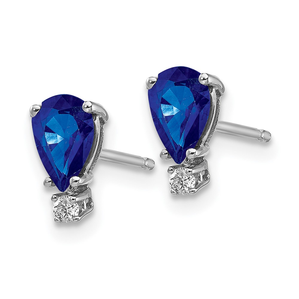 14k White Gold Sapphire Diamond Post Earrings (XE761S/AA)