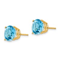 14K 9mm Round Blue Topaz Stud Earrings view 2