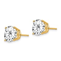 14K 9mm Round Cubic Zirconia Post Earrings view 2