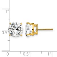 14K 9mm Round Cubic Zirconia Post Earrings view 4