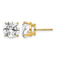 14K 9mm Round Cubic Zirconia Post Earrings view 1