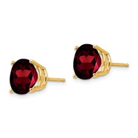 14K 9mm Round Garnet Post Earrings view 2
