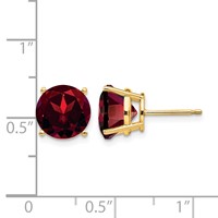 14K 9mm Round Garnet Post Earrings view 4