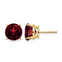 14K 9mm Round Garnet Post Earrings view 1