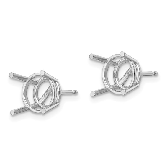 14k White Gold 9mm Round Earring Mountings