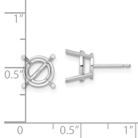14k White Gold 9mm Round Earring Mountings