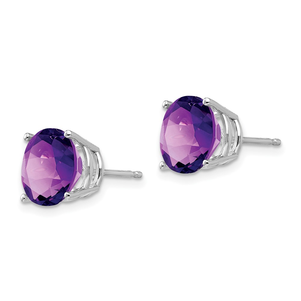 14k White Gold 9mm Amethyst Earrings (XE76WAM)