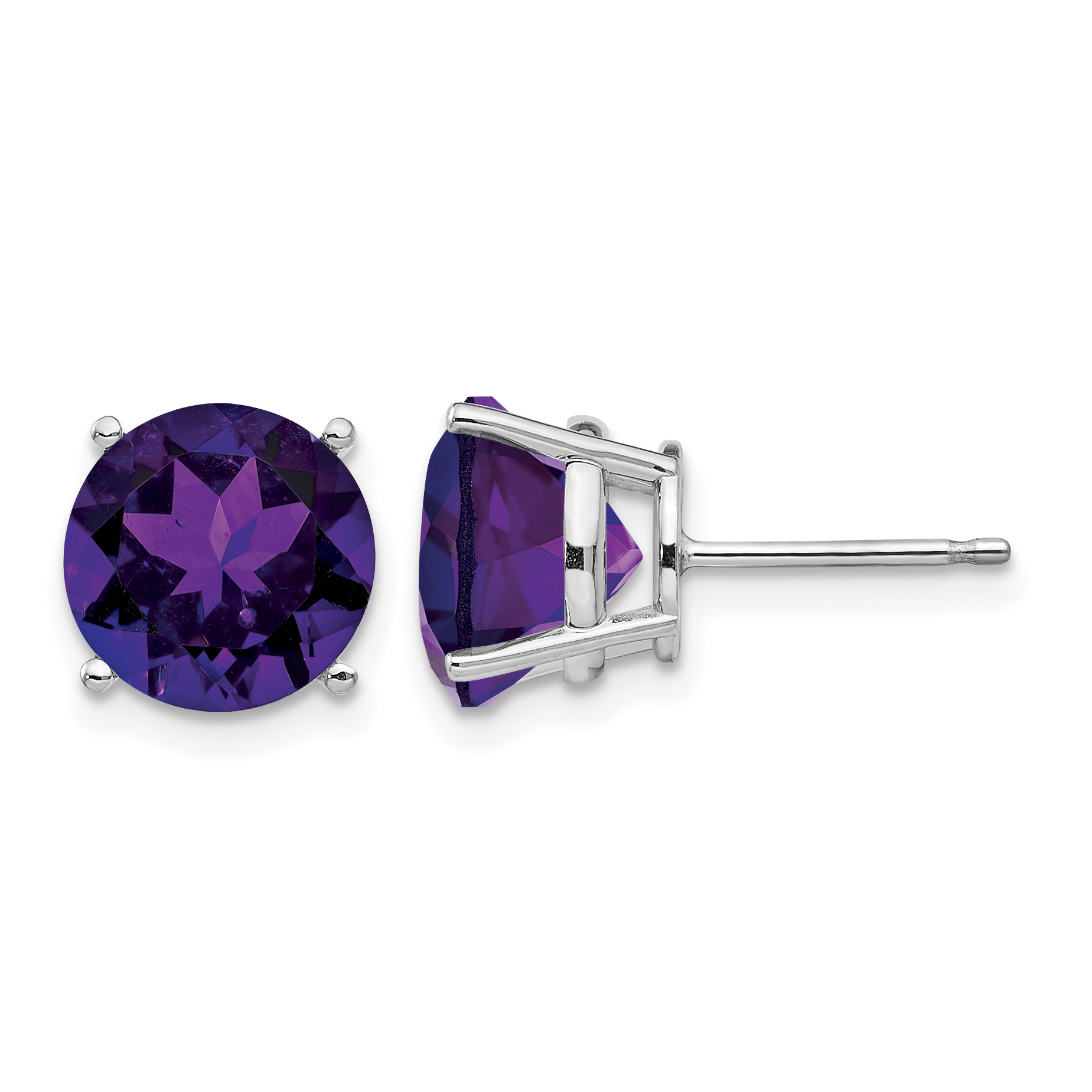 14k White Gold 9mm Amethyst Earrings (XE76WAM)
