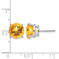 14K White Gold 9mm Round Citrine Stud Earrings view 4