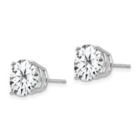 14K White Gold 9mm Round Cubic Zirconia Post Earrings view 2