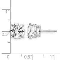 14K White Gold 9mm Round Cubic Zirconia Post Earrings view 4