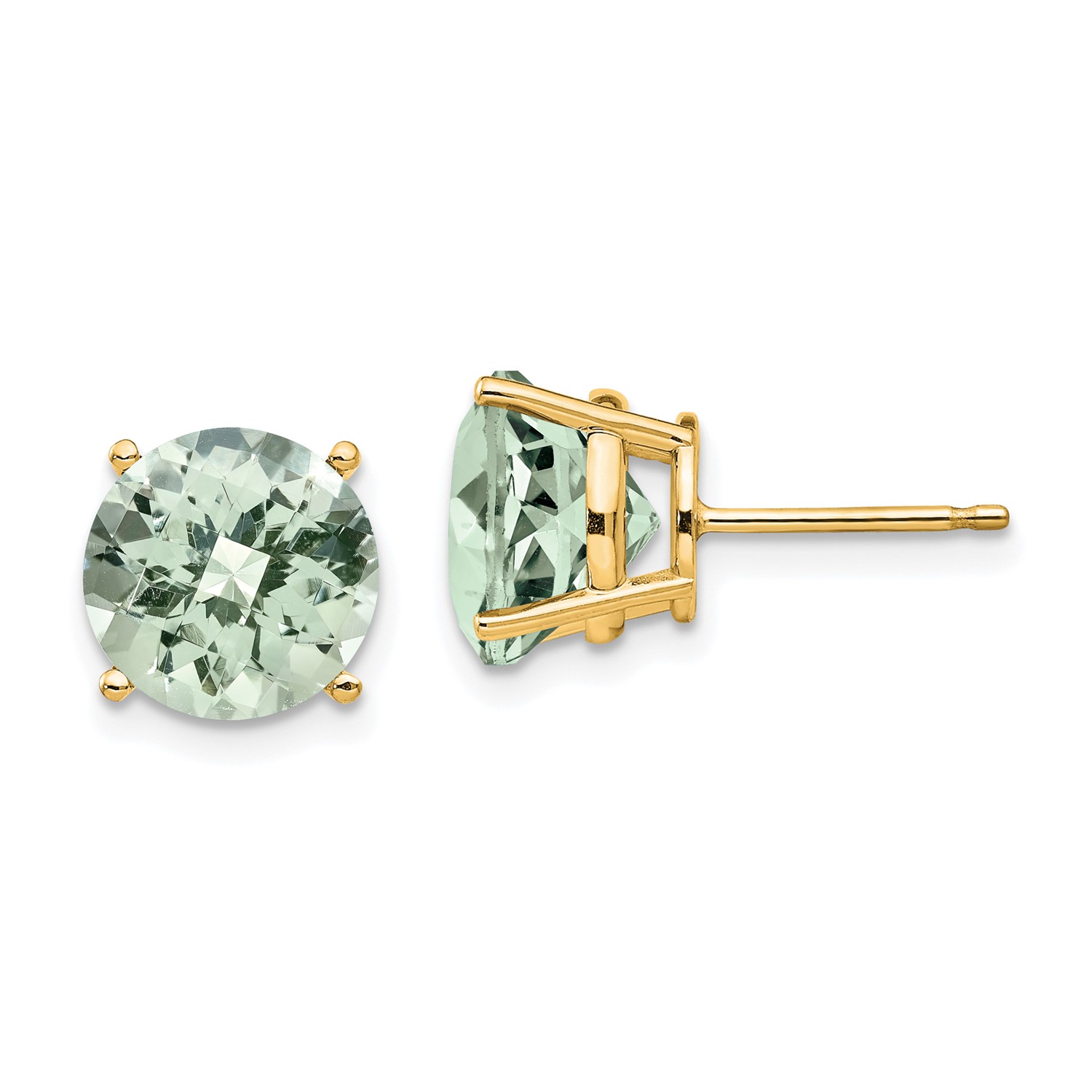 14k Yellow Gold 10mm Round Green Amethyst Earrings Wt 7 2ct 0 4in Image Is Loading 14k Yellow Gold 10mm Round Green Amethyst Earrings