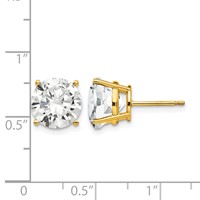 14K 10mm Yellow Gold Round Cubic Zirconia Post Earrings view 4