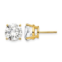 14K 10mm Yellow Gold Round Cubic Zirconia Post Earrings view 1