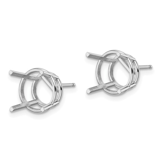 14k White Gold 10mm Round Earring Mountings