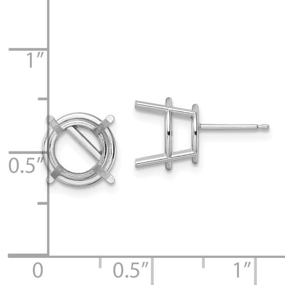 14k White Gold 10mm Round Earring Mountings