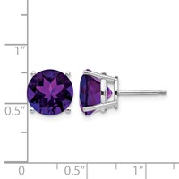 14K White Gold 10mm Round Amethyst Stud Earrings view 4