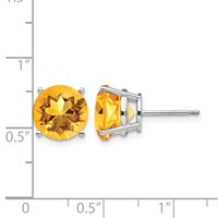 14K White Gold 10mm Round Citrine Stud Earrings view 4