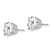 14K White Gold 10mm Round Cubic Zirconia Post Earrings view 2