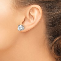 14K White Gold 10mm Round Cubic Zirconia Post Earrings view 3