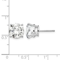 14K White Gold 10mm Round Cubic Zirconia Post Earrings view 4