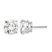 14K White Gold 10mm Round Cubic Zirconia Post Earrings view 1