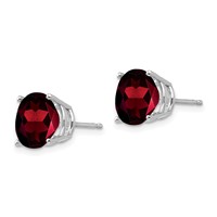 14K White Gold 10mm Round Garnet Post Earrings view 2