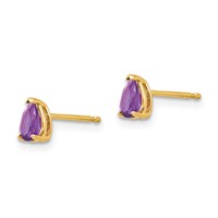 14K Yellow Gold 5x3mm Pear Amethyst Post Earrings view 2