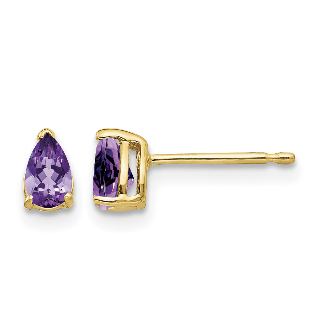 14k 5x3mm Pear Amethyst Earrings (XE78AM)