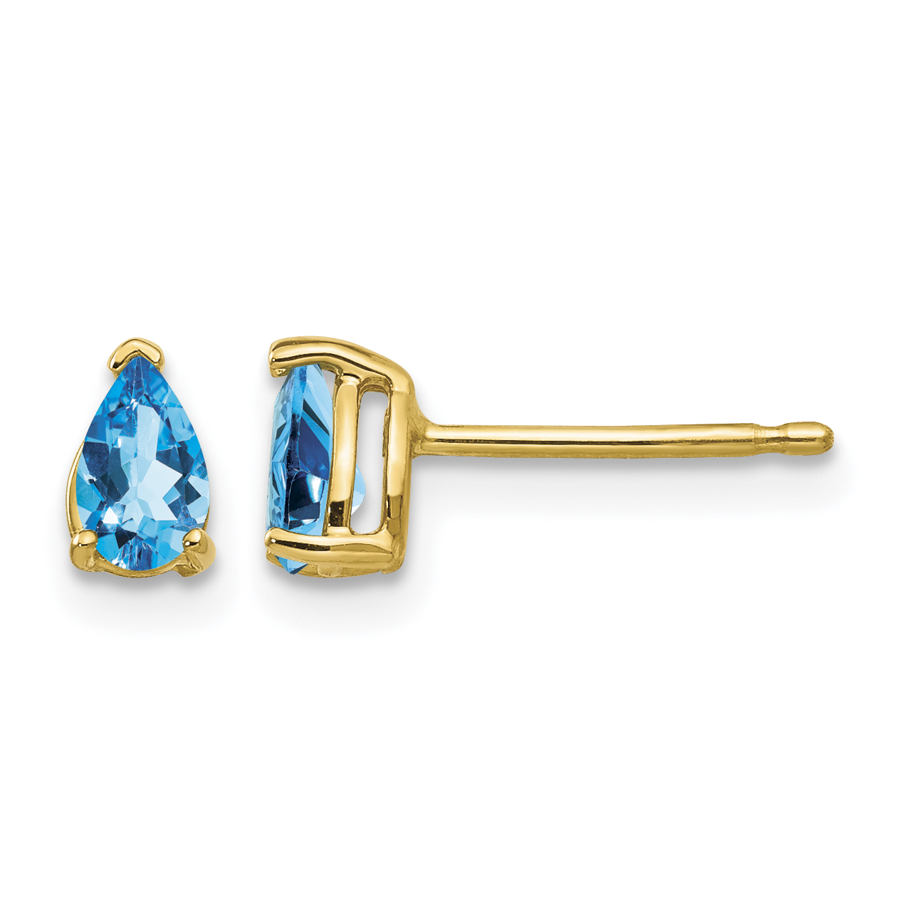 14k 5x3mm Pear Blue Topaz Earrings (XE78BT)